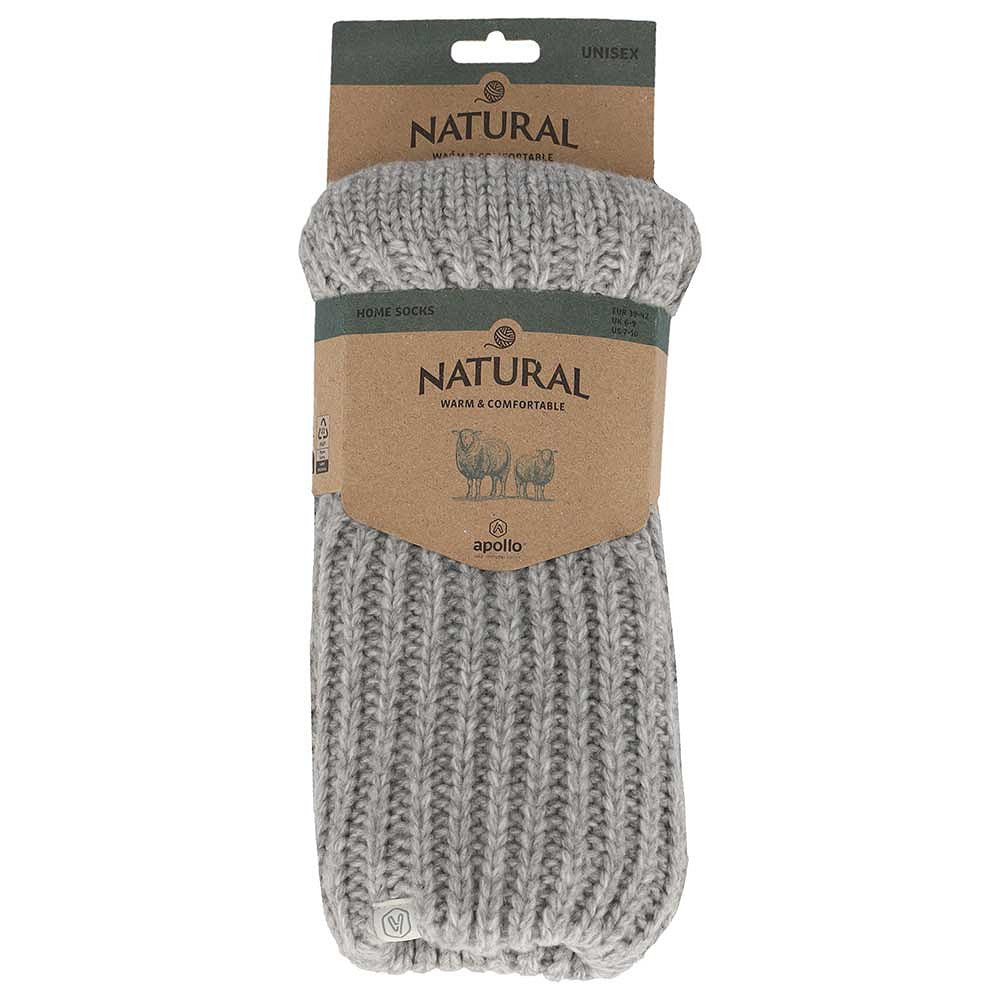 Wollen huissokken - Unisex - Antislip - Grijs Melange