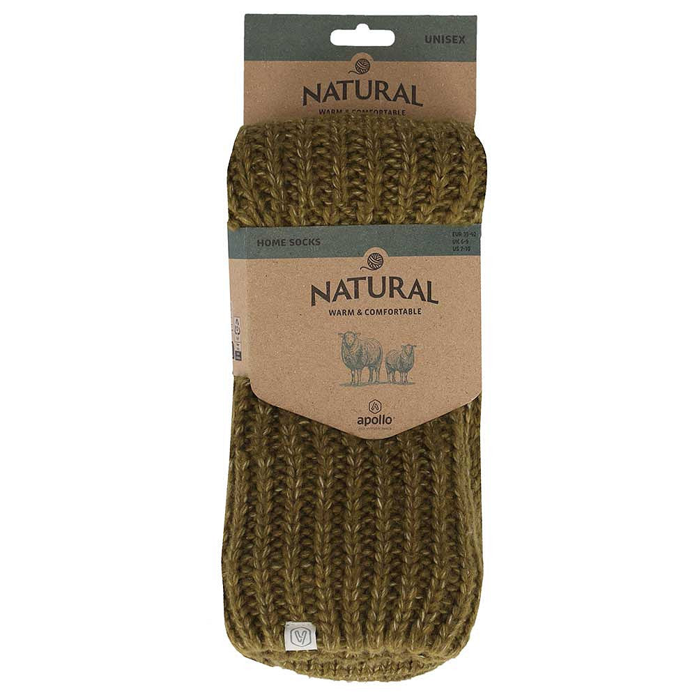 Wollen huissokken - Unisex - Antislip - Khaki