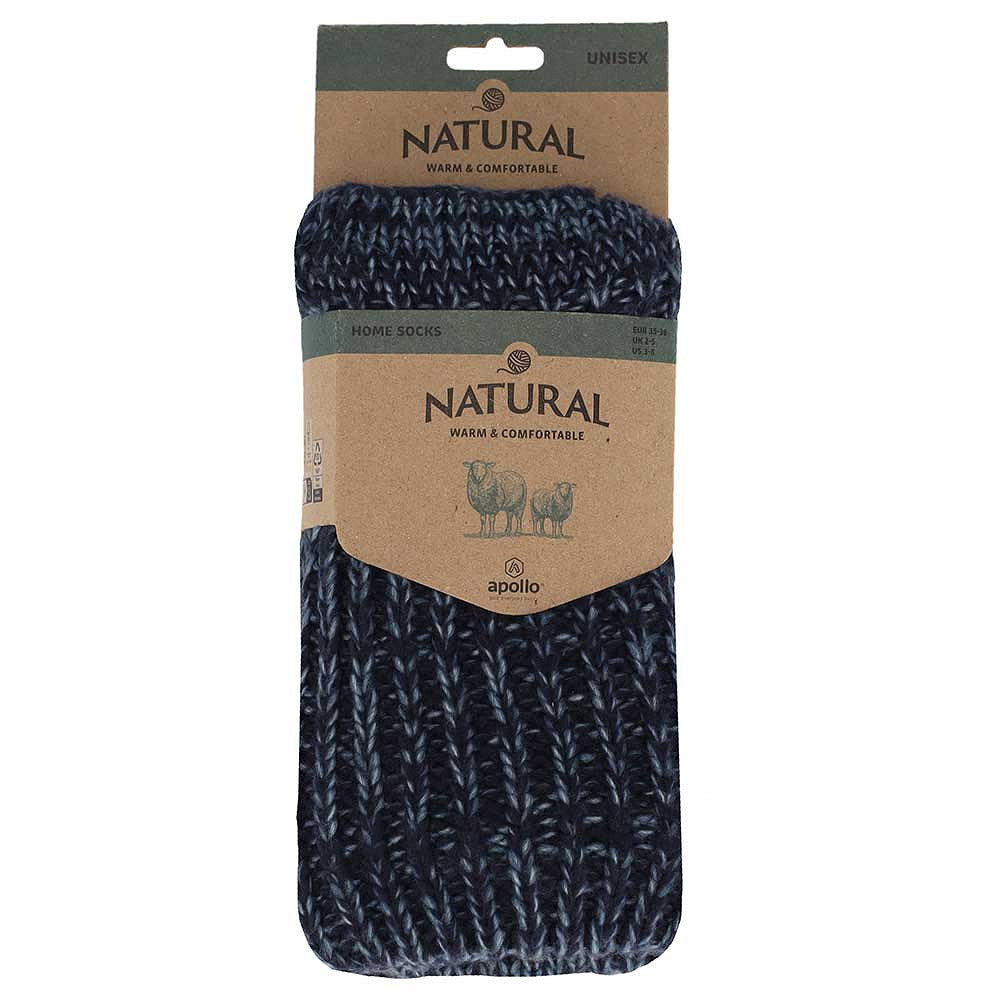Wollen huissokken - Unisex - Antislip - Navy