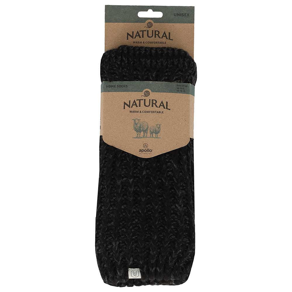 Wollen huissokken - Unisex - Antislip - Zwart