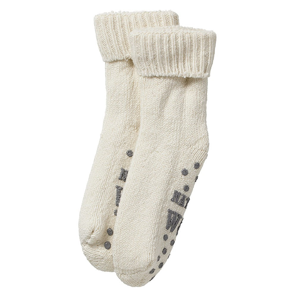 Chaussettes de maison pour dames - Laine - Beige clair - Antidérapantes