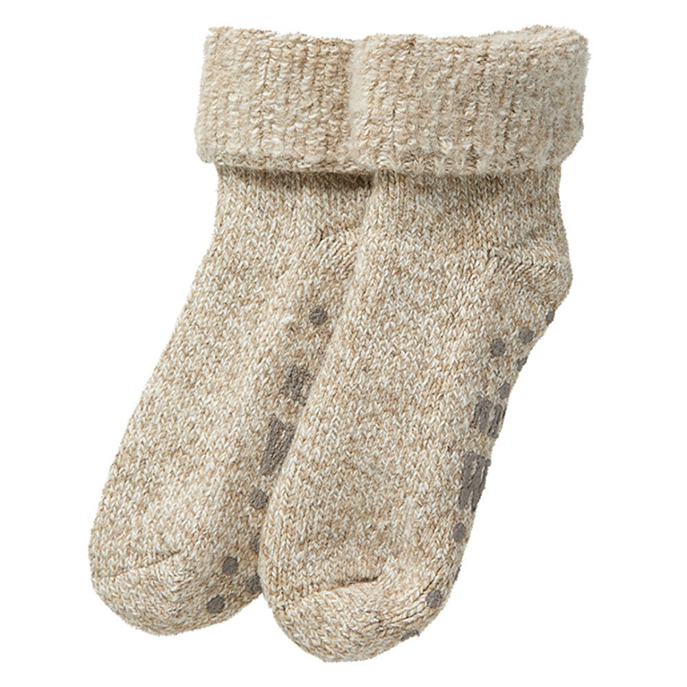 Chaussettes de maison pour dames - Laine - Marron clair - Antidérapantes