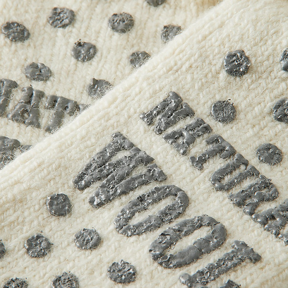 Chaussettes de maison pour dames - Laine - Beige clair - Antidérapantes