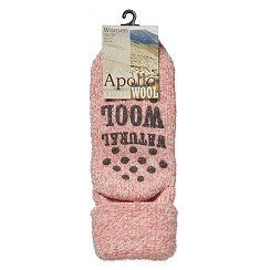 Wollen dames huissokken - Anti slip - Licht Roze