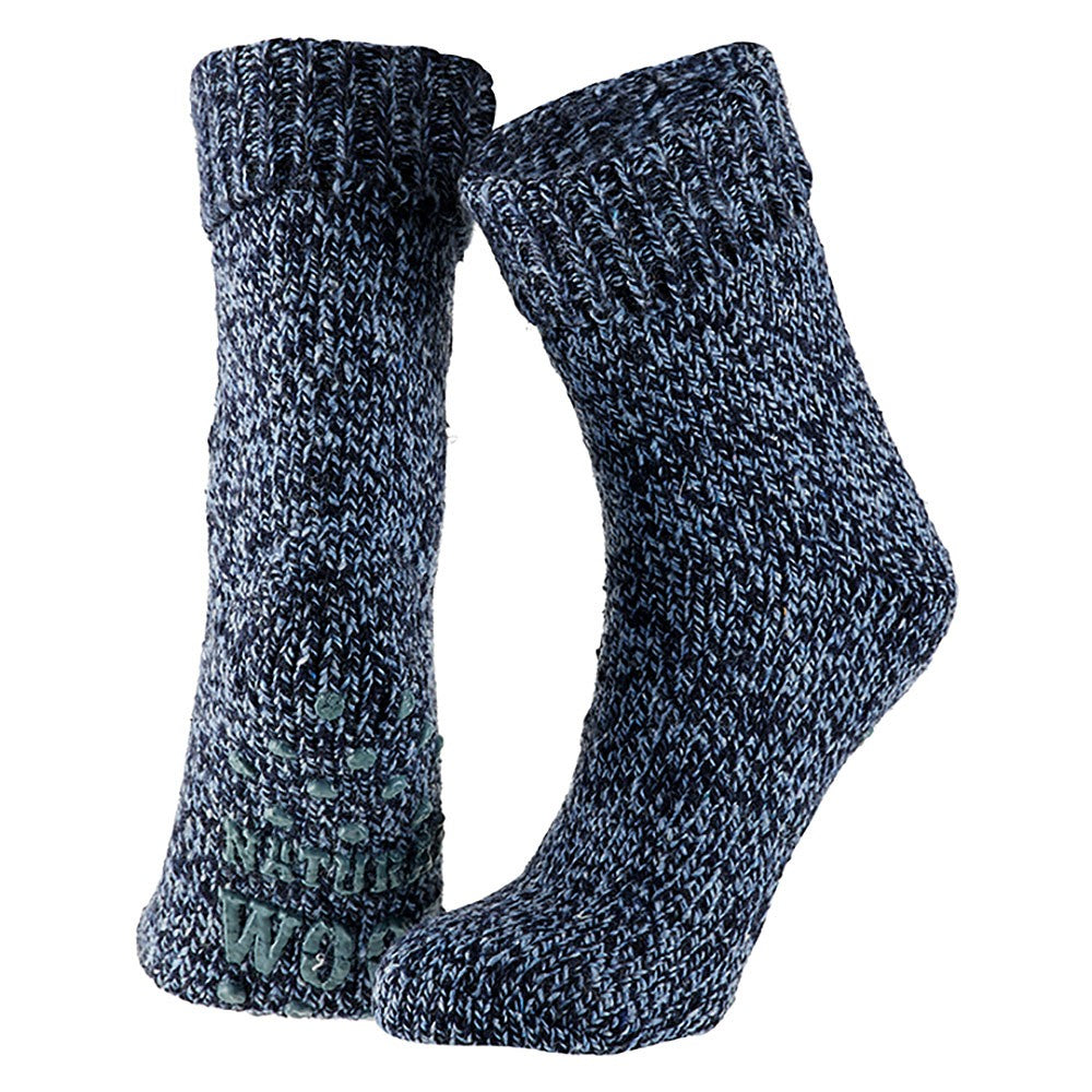Wollen dames huissokken - Anti Slip - Donker Blauw