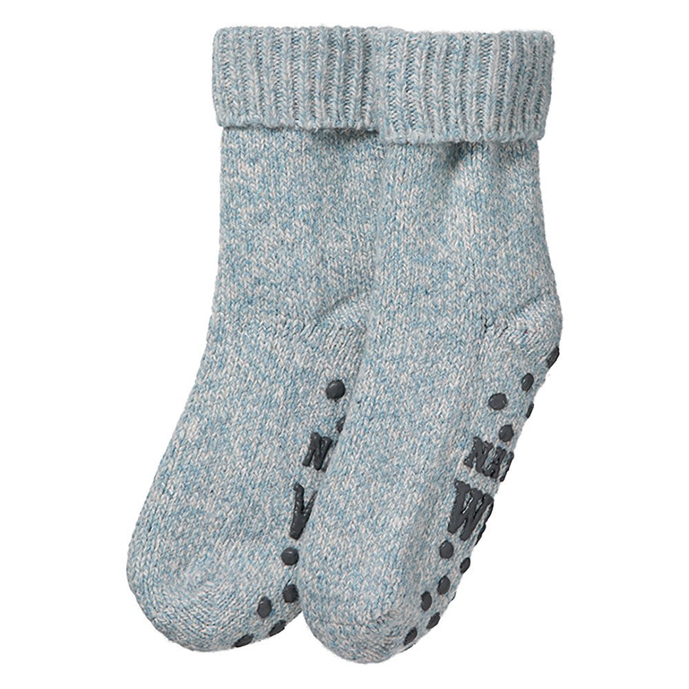 Wollen dames huissokken - Anti slip - Licht blauw