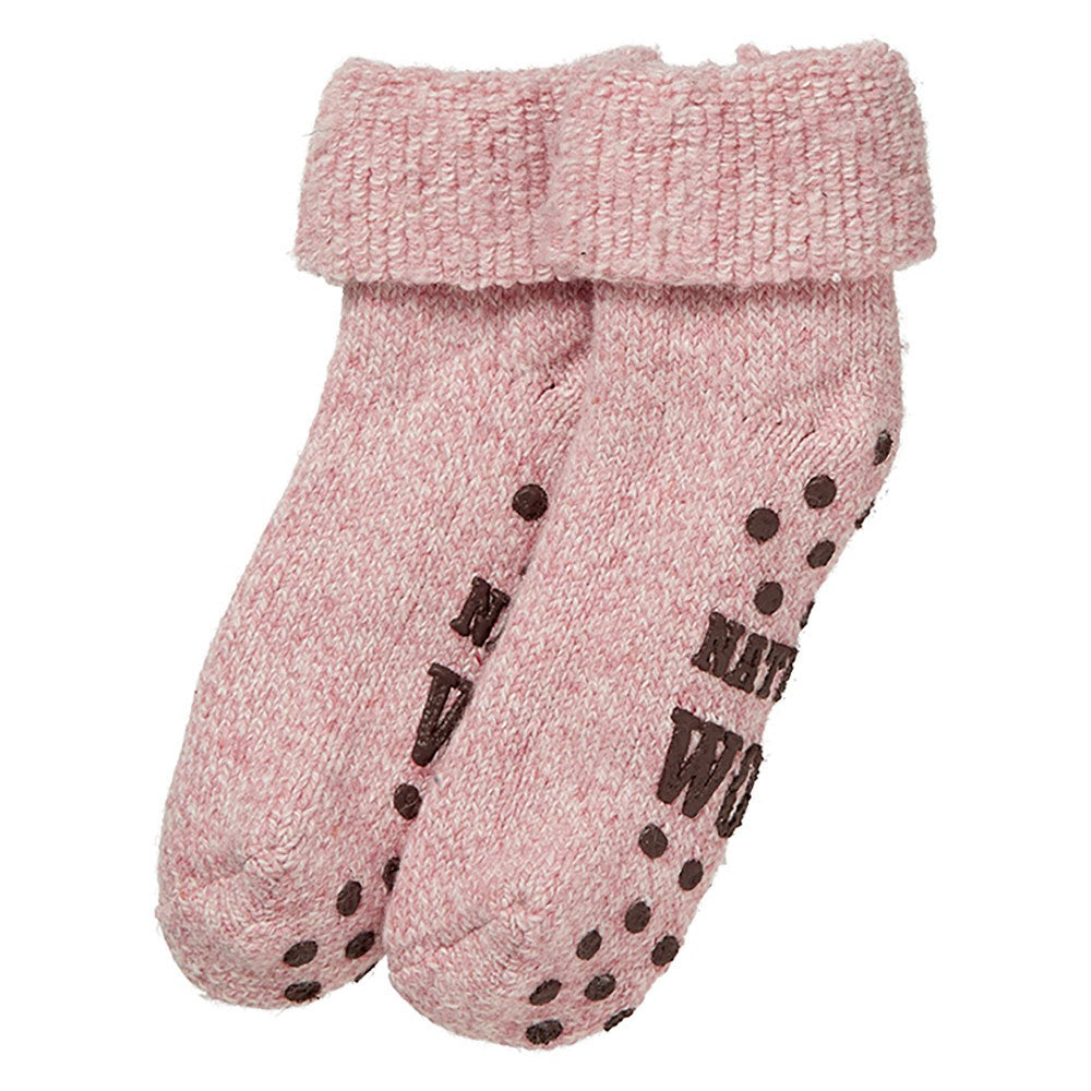 Wollen dames huissokken - Anti slip - Licht Roze