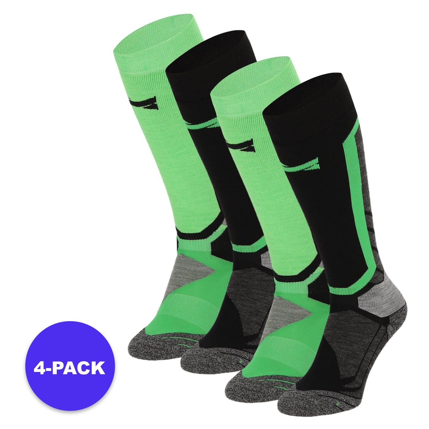 Chaussettes de snowboard unisexe - 4 paires
