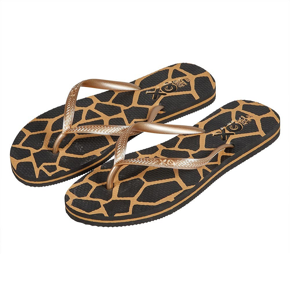 Teenslipper Dames - Dierenprint - Goud