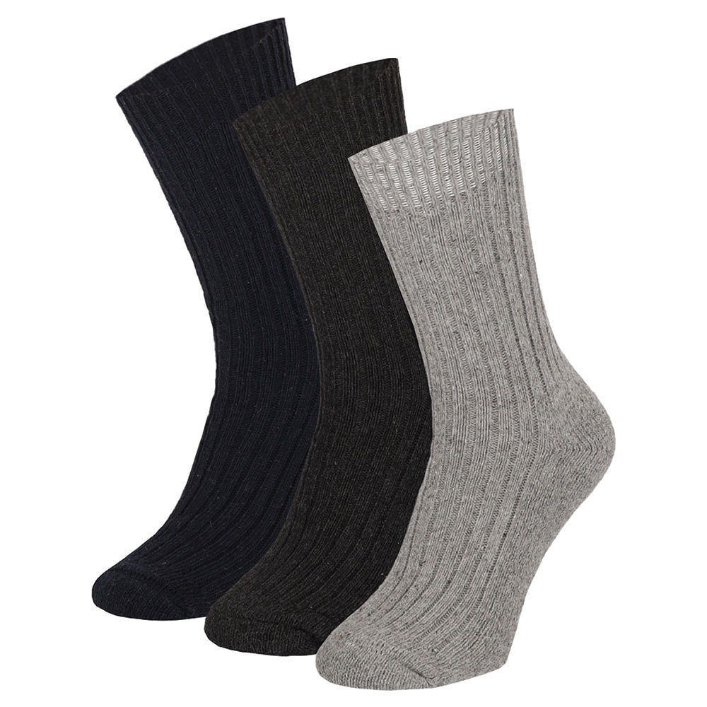 Chaussettes de travail en laine norvégienne - Semelle éponge - Bleu/Gris