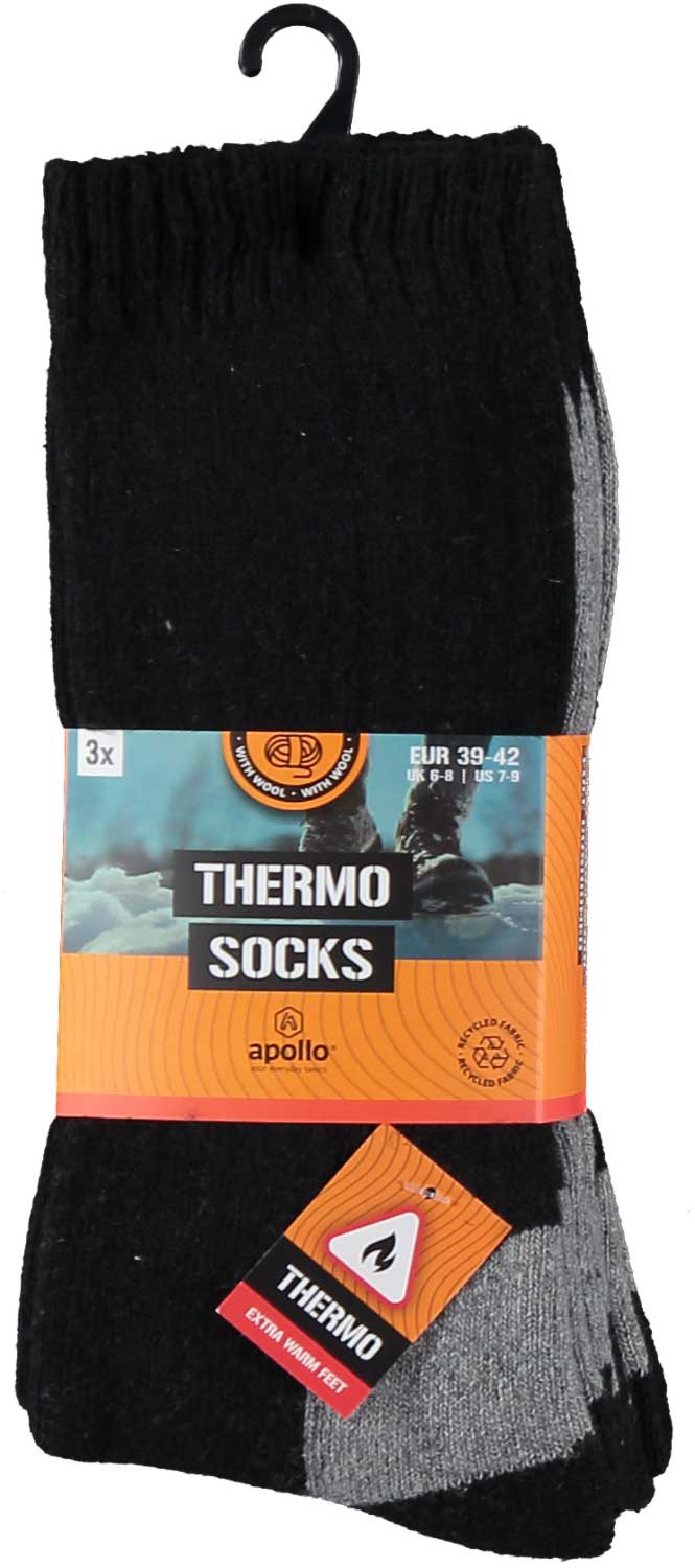 Wandelsokken Thermo - Zwart - 3-Pak
