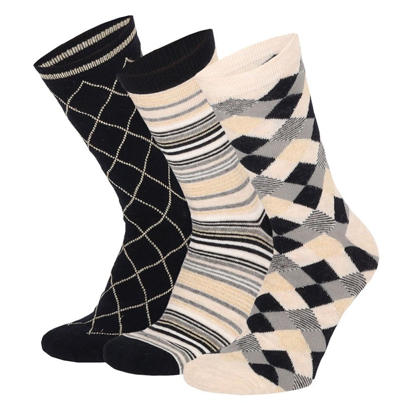 Bunte Damensocken mit Karo- und Streifenmotiv (6er-Pack)