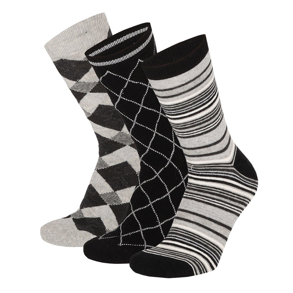 Bunte Damensocken mit Karo- und Streifenmotiv (6er-Pack)