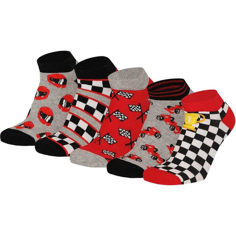 Jongens sneakersokken - Grijs/Rood -10-Pak