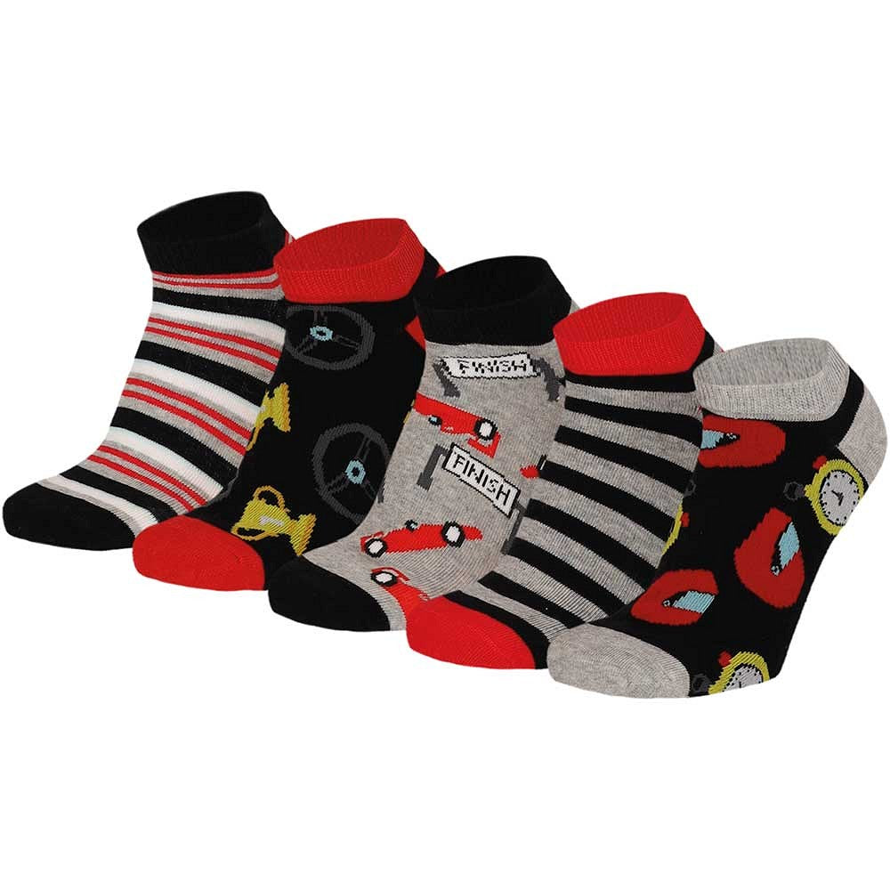 Jongens sneakersokken - Grijs/Rood -10-Pak