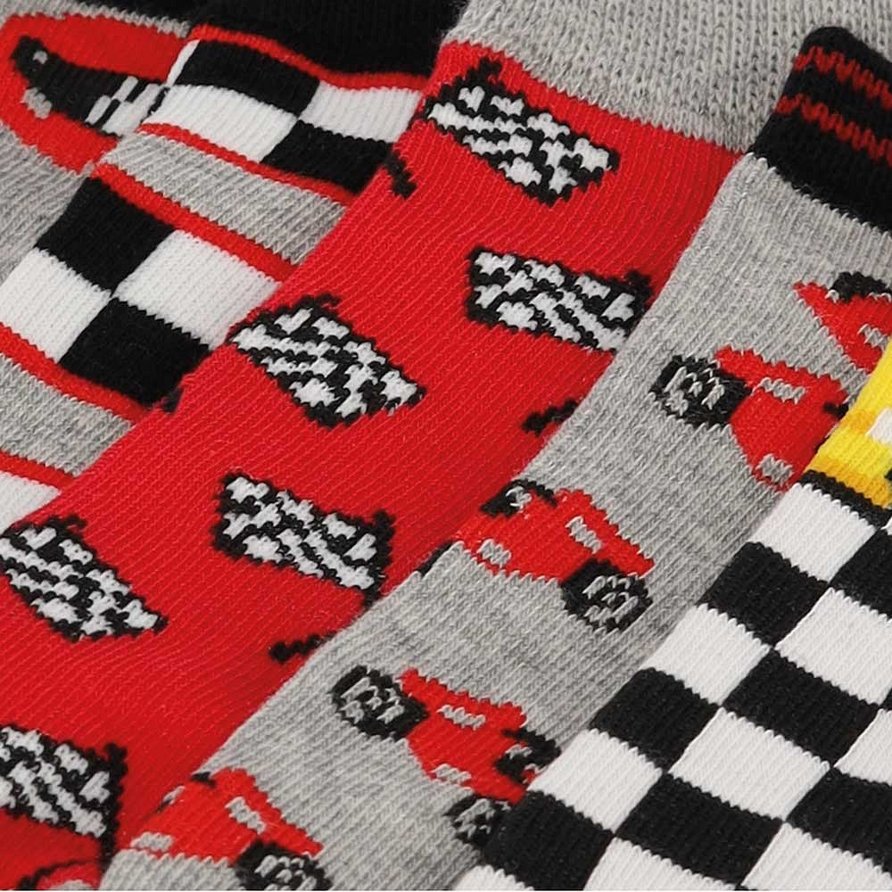 Jongens sneakersokken - Grijs/Rood -10-Pak
