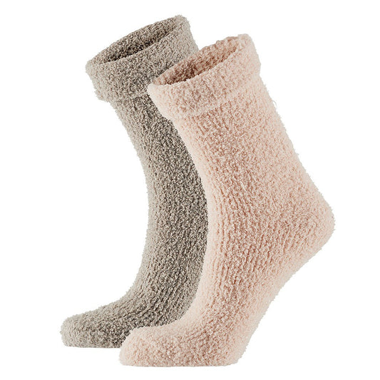 Bettsocken Damen - Herrlich weich - 2er-Pack - Rosa/Braun