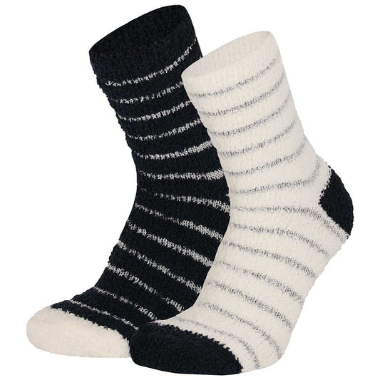 Weiche Bettsocken für Frauen - 2er-Pack - Blau/Weiß