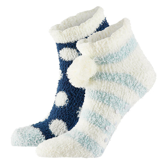 Dames bedsokken - Laag Model - Zachte stof - Blauw