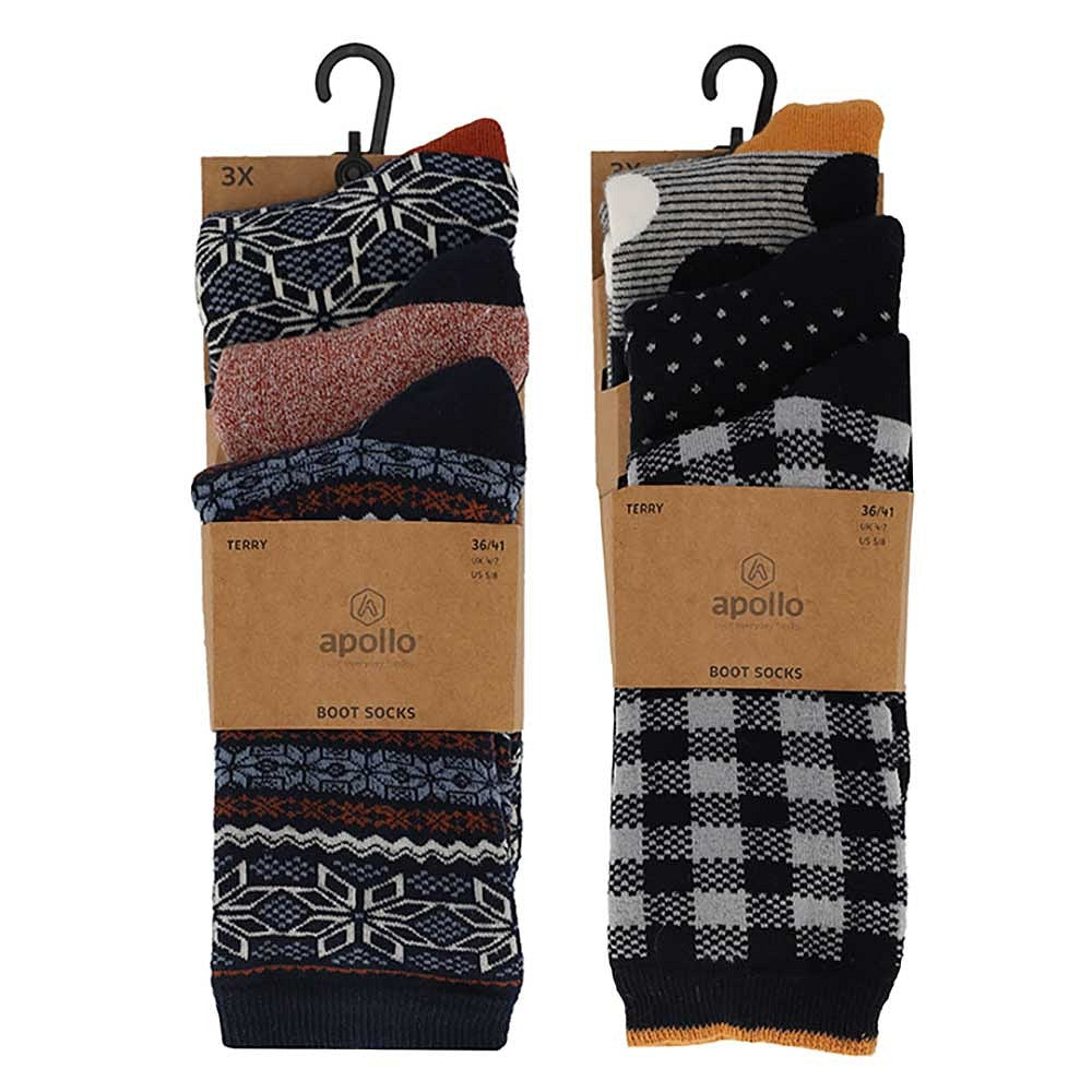 Gemusterte Frotteesocken für Frauen (6er-Pack)