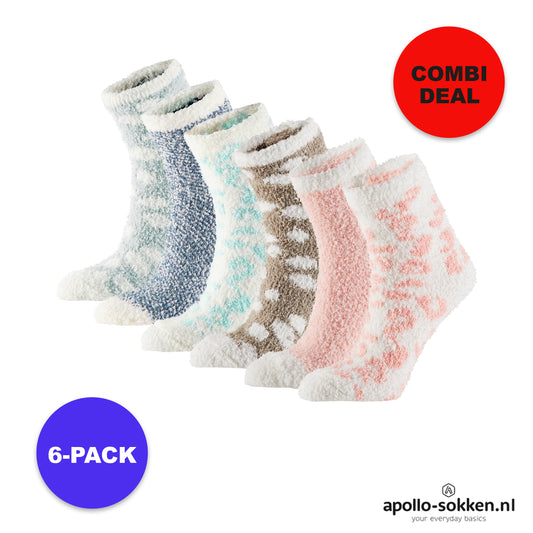 Bedsokken Dames – 6-Pack – Roze/Blauw - Voordeelpakket