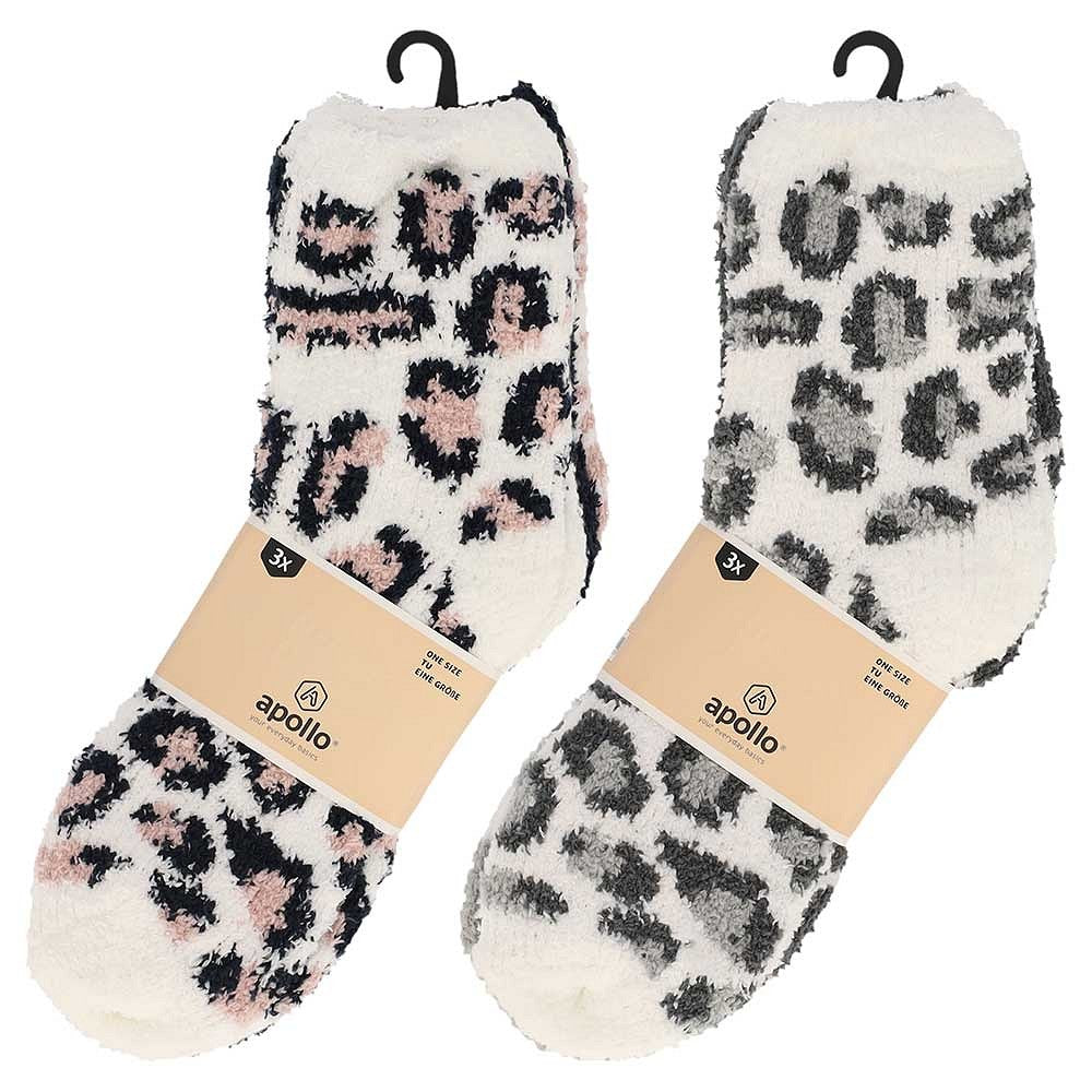 Chaussettes de lit pour dames - Tissu doux - Lot de 3 - Gris