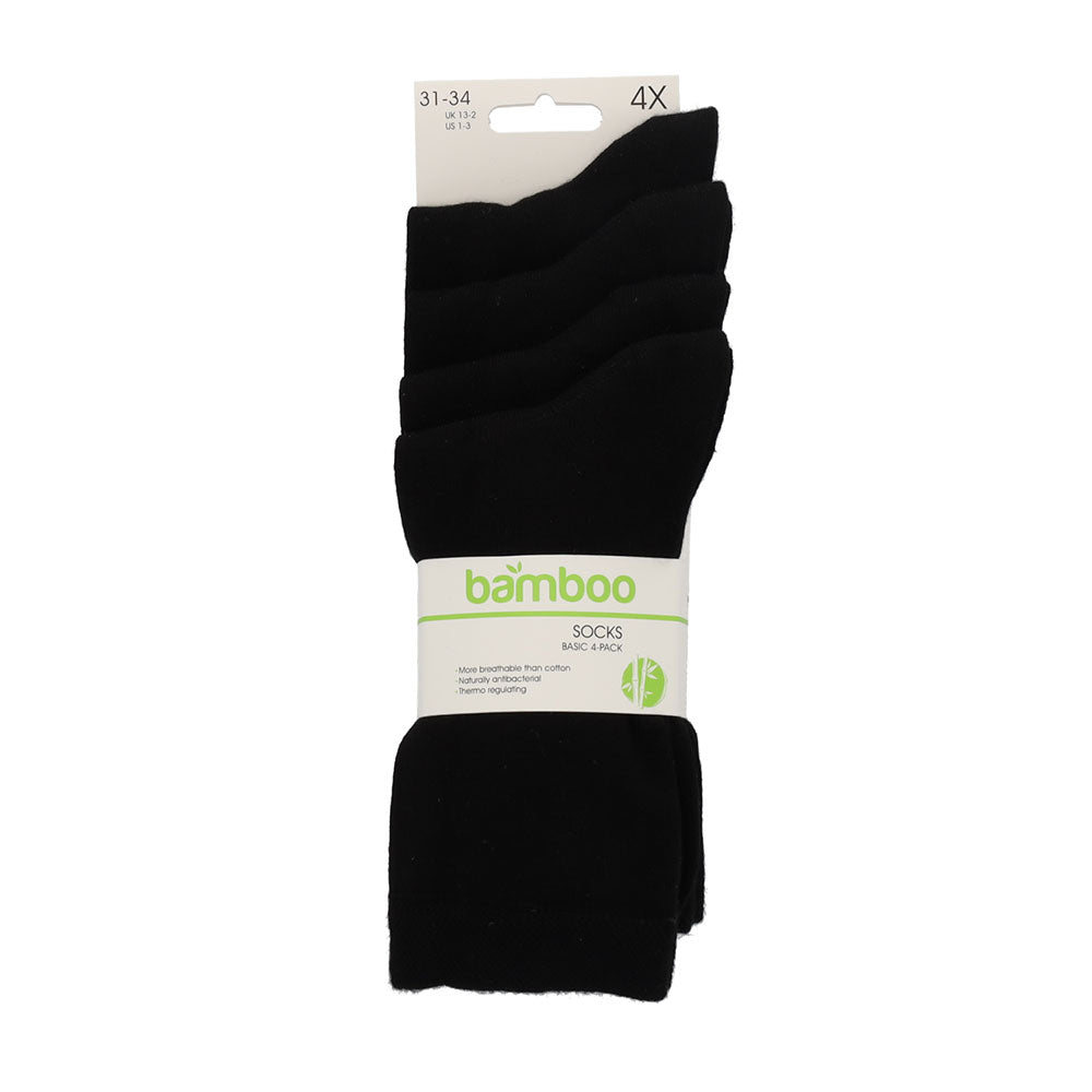 Chaussettes Bamboo Kids Basic - Noir - Lot de 4
