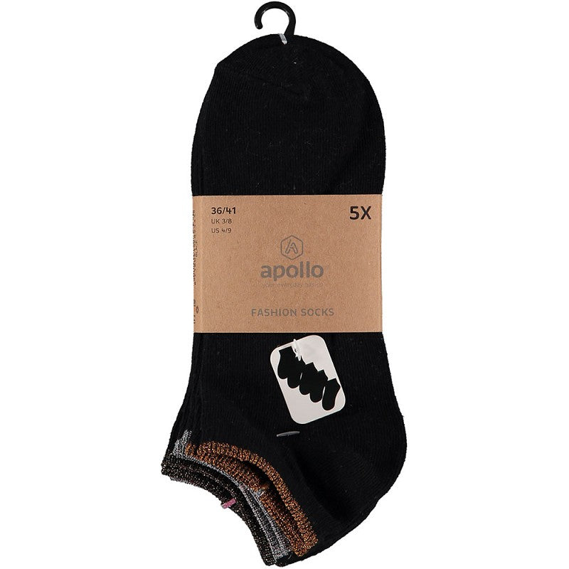 Sneakersokken Dames - Zwart - 5-Pak