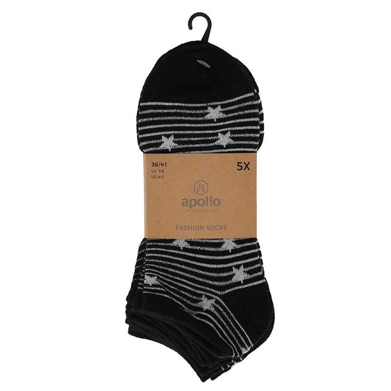 Chaussettes à motifs pour femmes - Noir - Lot de 5