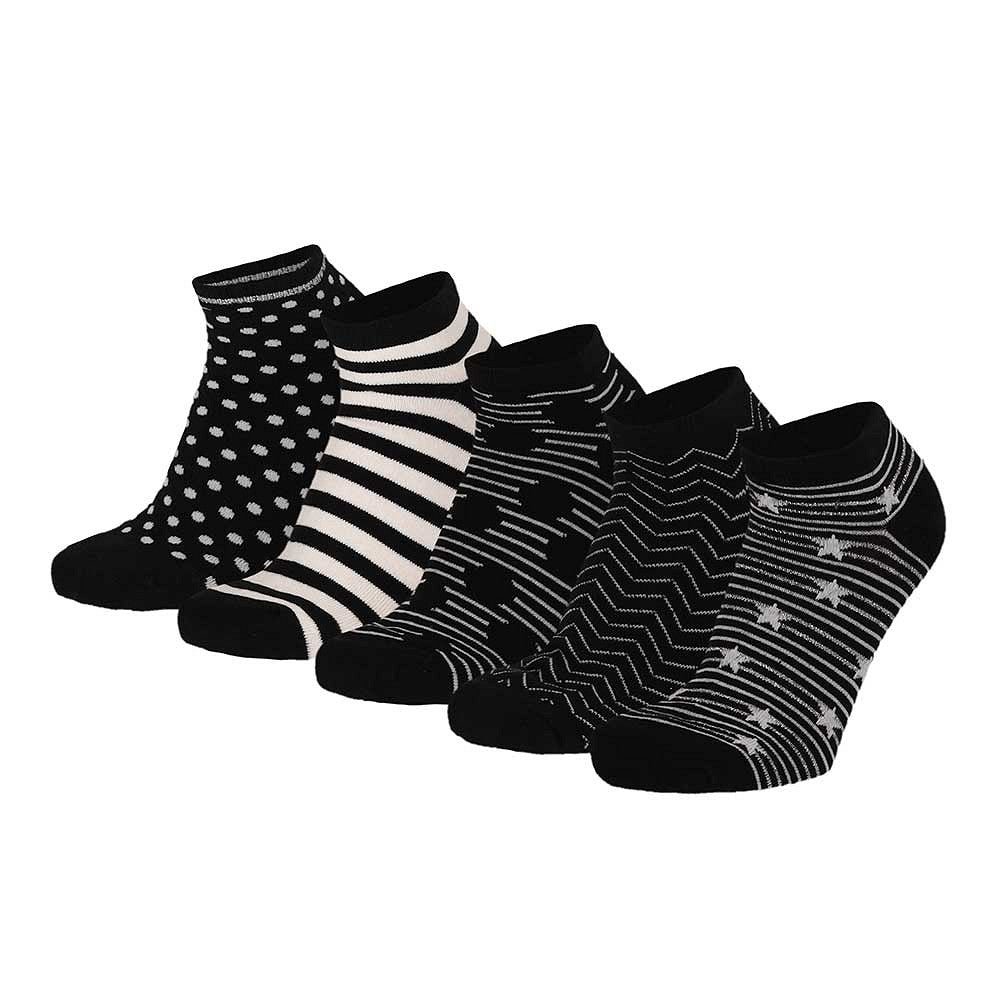 Chaussettes à motifs pour femmes - Noir - Lot de 5