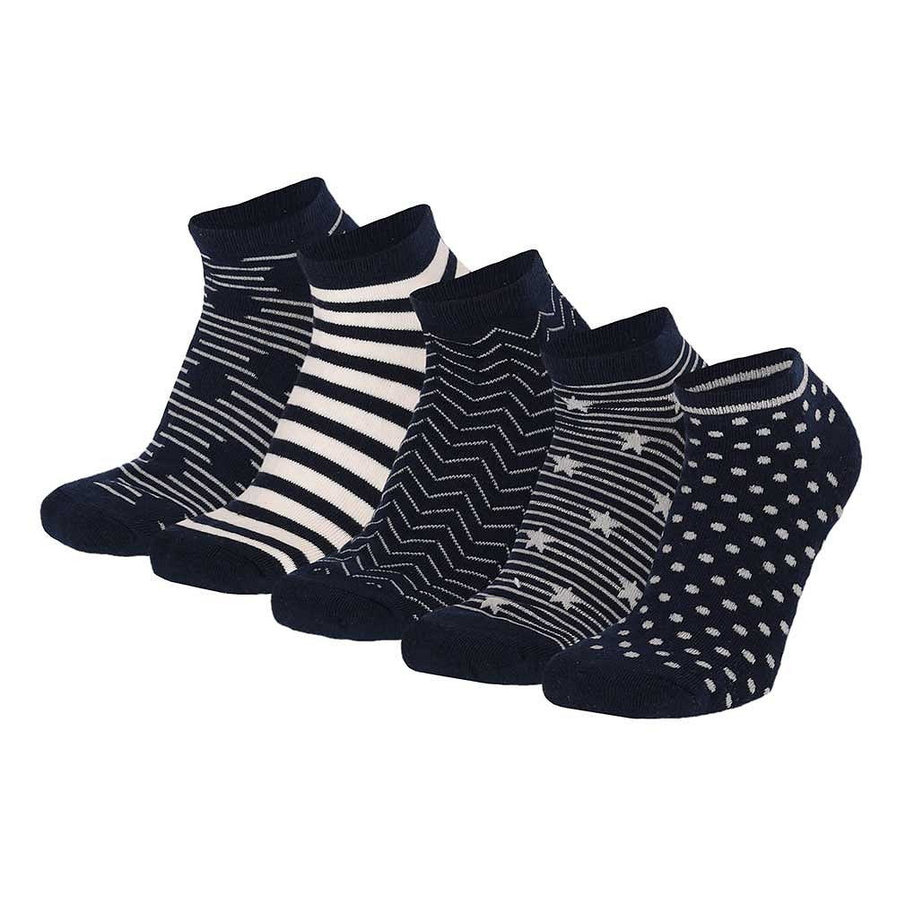 Chaussettes à motifs pour femmes - Bleu marine - Lot de 5