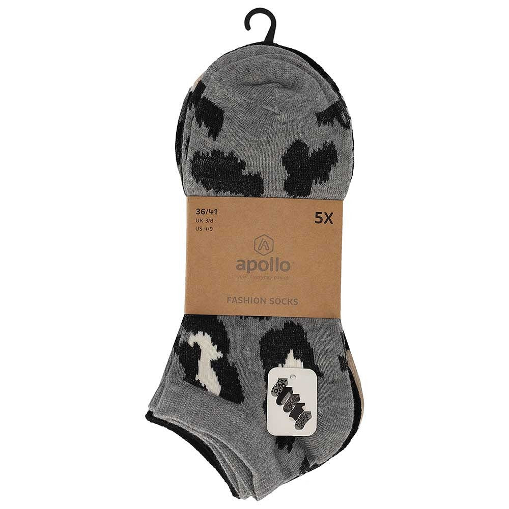 Fashion sneakersokken dames - Grijs - 5-Pak