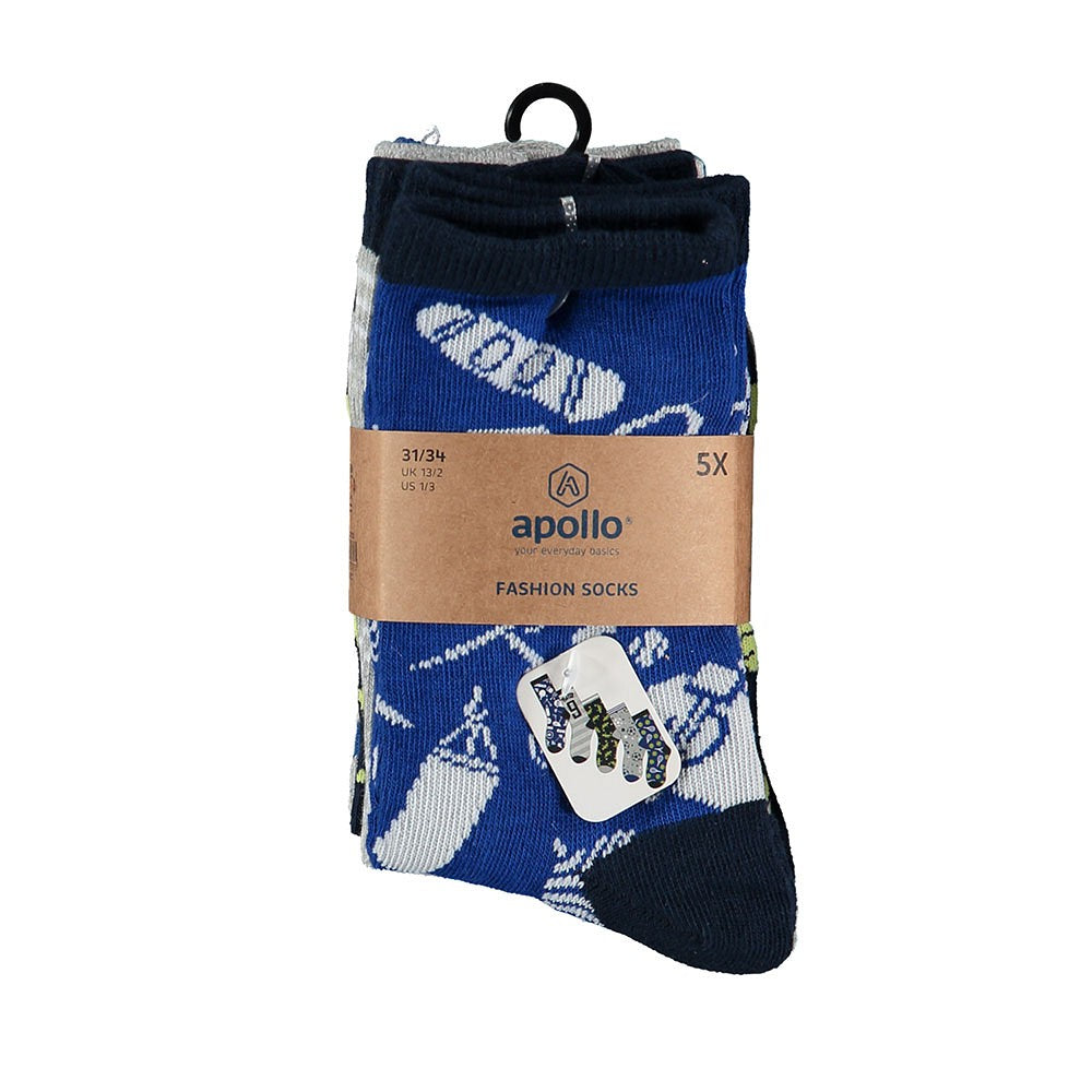 Bunte Kindersocken Jungen Sport Blau/Grau 5er-Pack
