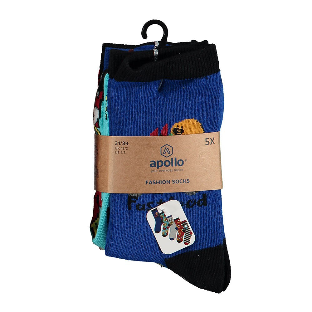 Chaussettes colorées pour enfants Garçons Nourriture Hotdog&Fries 5-Pak