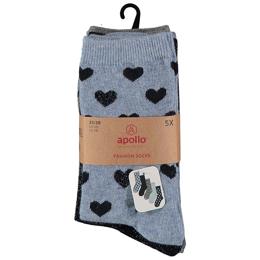 Kindersokken meisjes casual Navy blauw 5-Pak