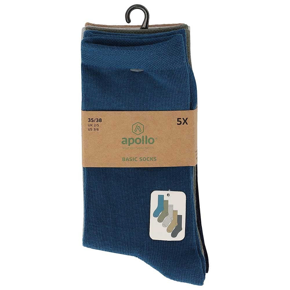 Katoenen kindersokken basic - Blauw - 5-Pak - Unisex