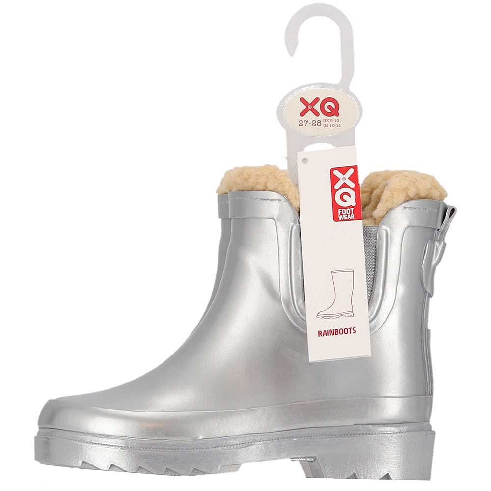 Chelsea regenlaarzen kinderen - Fake Fur voering - Rubber - Silver Metallic