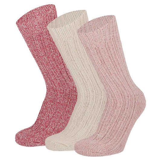 Gebreide Noorse werksokken - Dames - Multi Roze  - 6-Pack