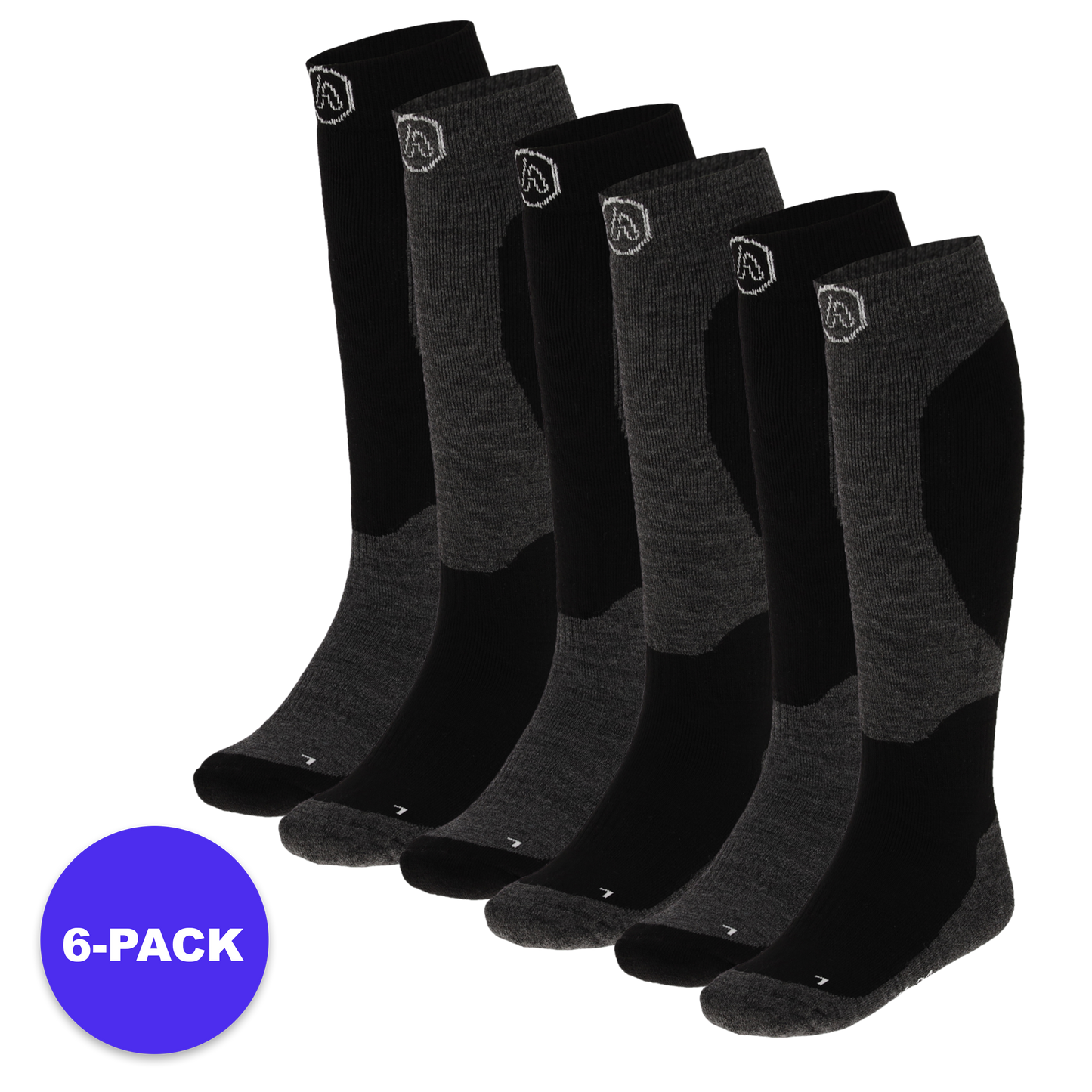 Unisex skisokken voor kinderen - 6-Pack - Voordeelpakket