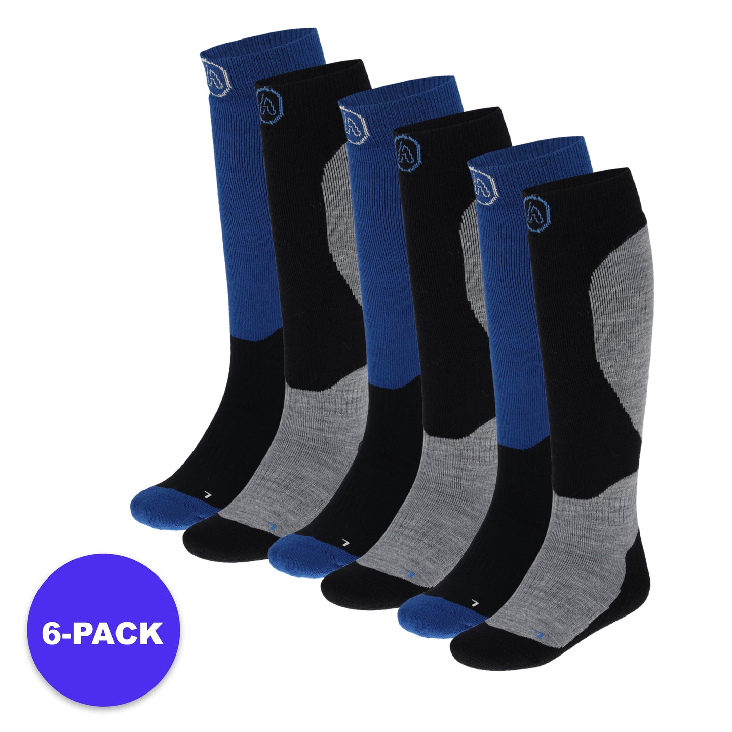 Unisex skisokken voor kinderen - 6-Pack - Voordeelpakket