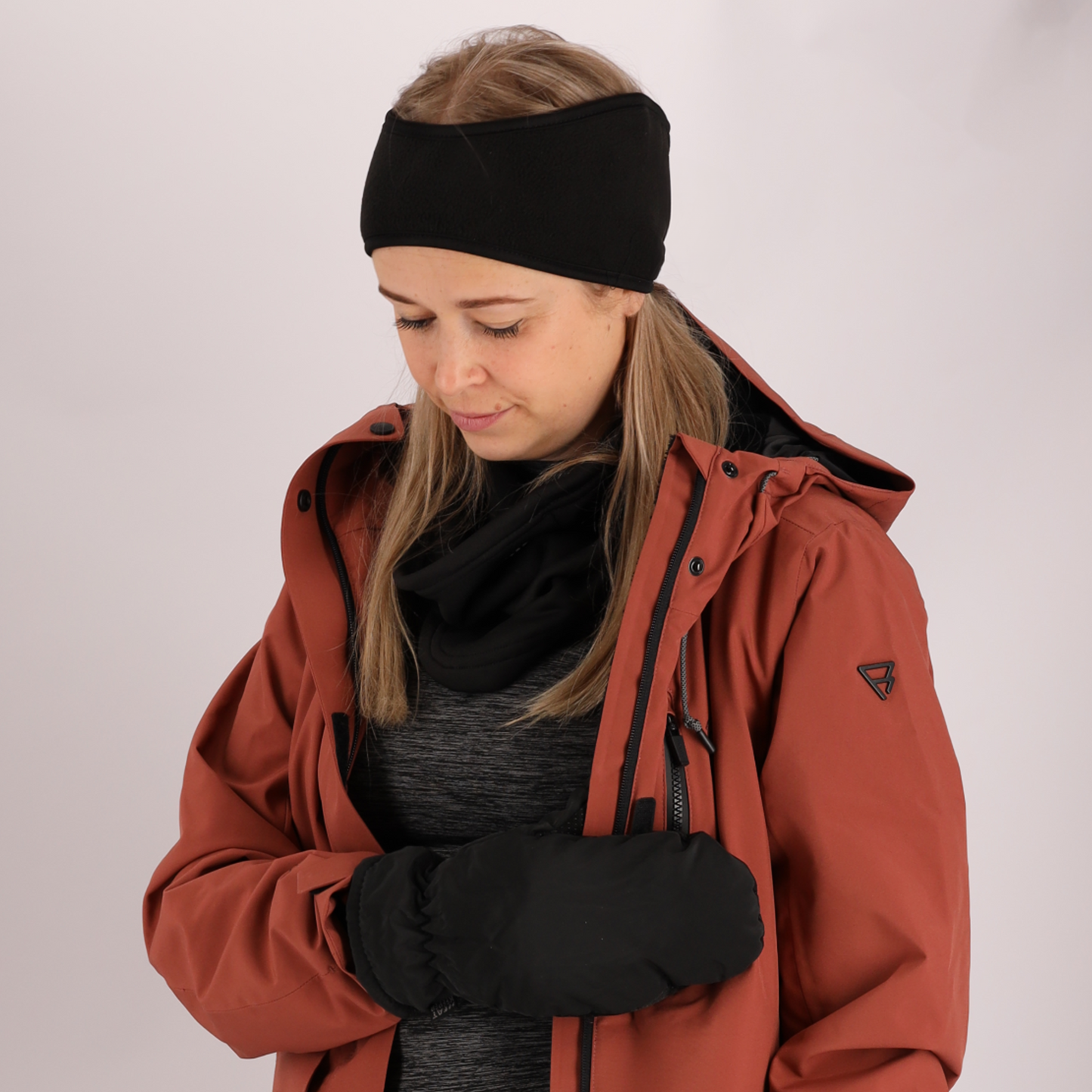 Thermo hoofdband unisex fleece - Zwart - 1-Stuk