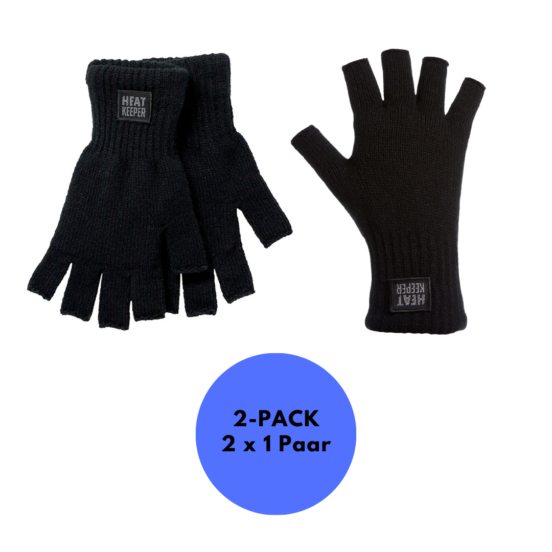 Gants thermo sans doigts homme - Noir - 1 paire