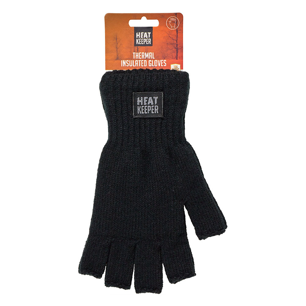 Vingerloze thermo handschoenen heren - Zwart - 1-Paar