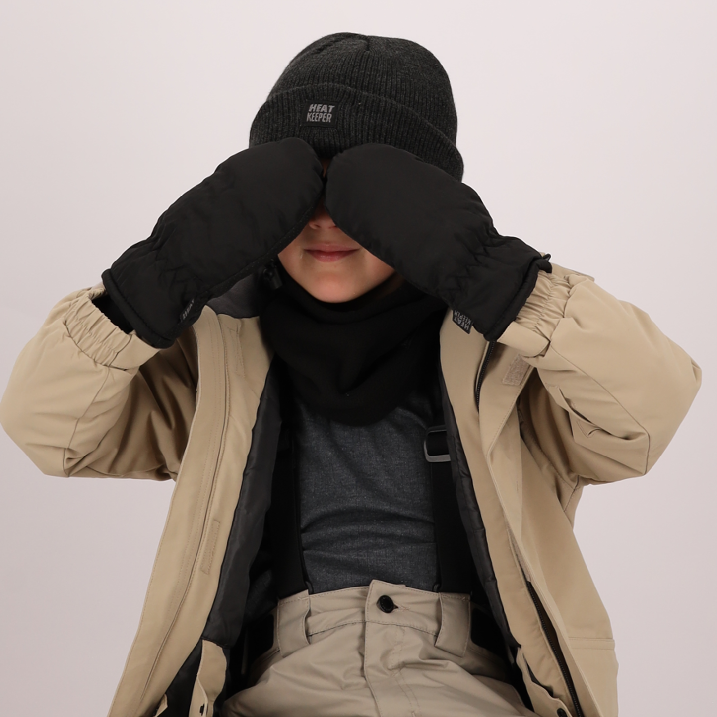 Mega thermo wanten kinderen - Zwart - 5/8 Jaar - 1-Paar
