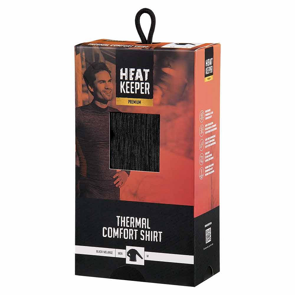 Thermoshirt heren - Zwart melange - 4-Stuks