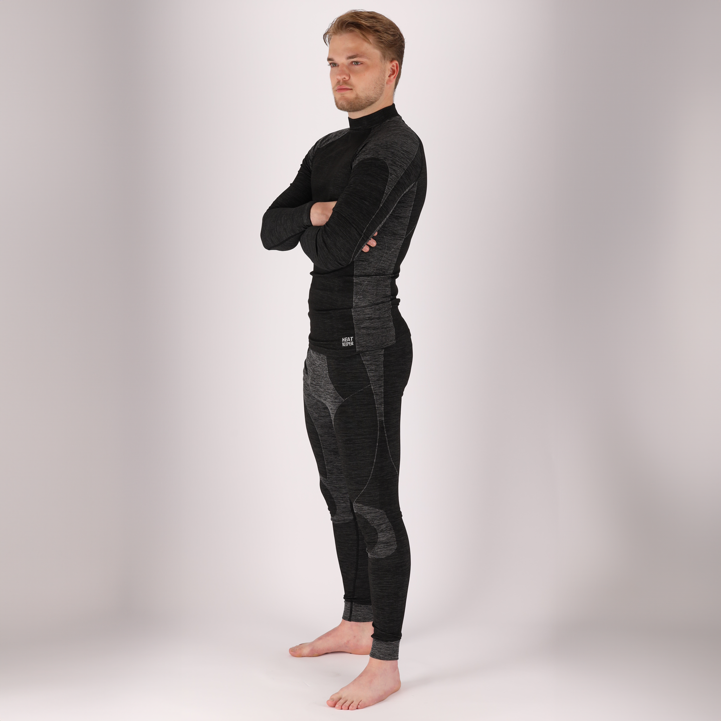 Thermoshirt heren - Zwart melange - 4-Stuks