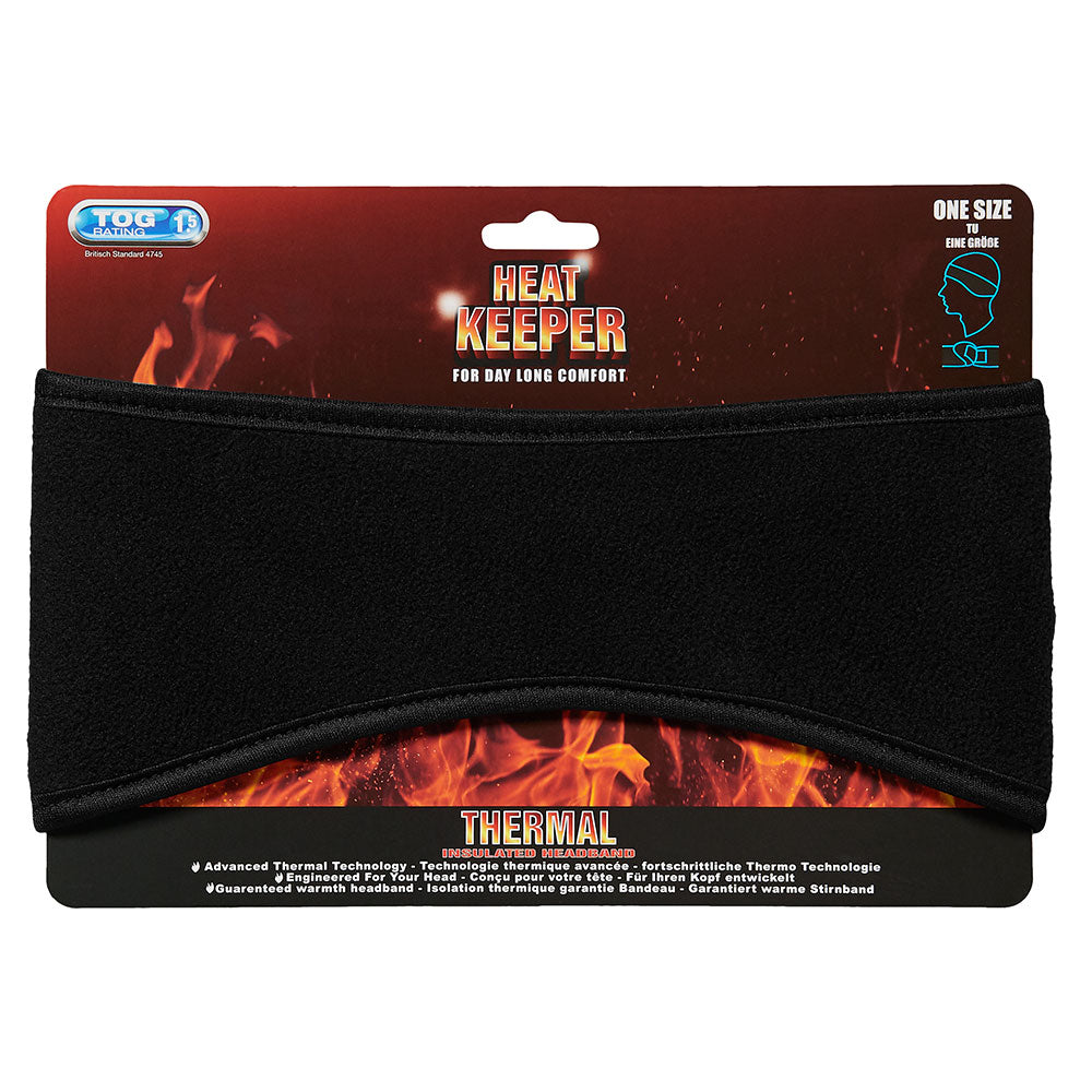 Thermo hoofdband unisex fleece - Zwart - 1-Stuk