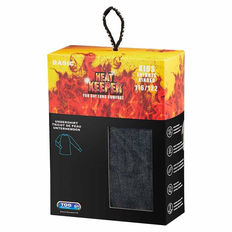 Thermoshirt kinderen antraciet - 2-Stuks
