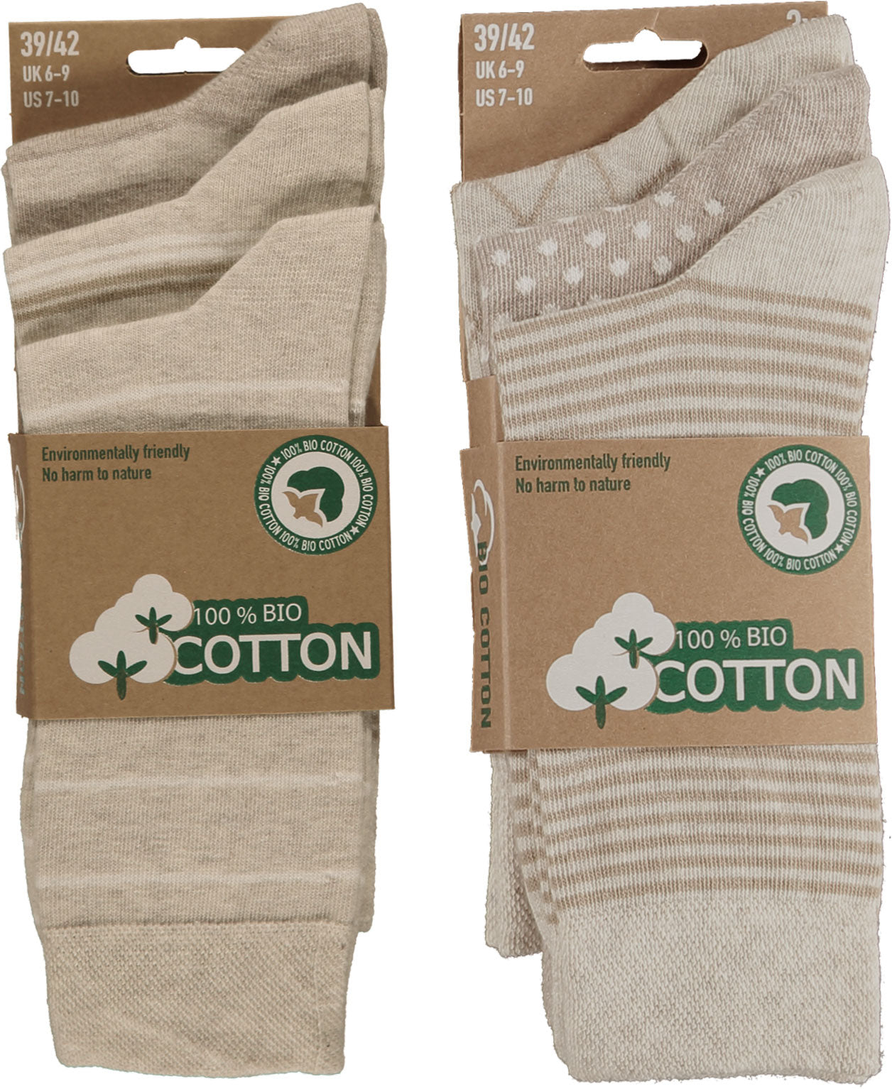 Chaussettes en coton biologique pour hommes - Beige - 6 paires