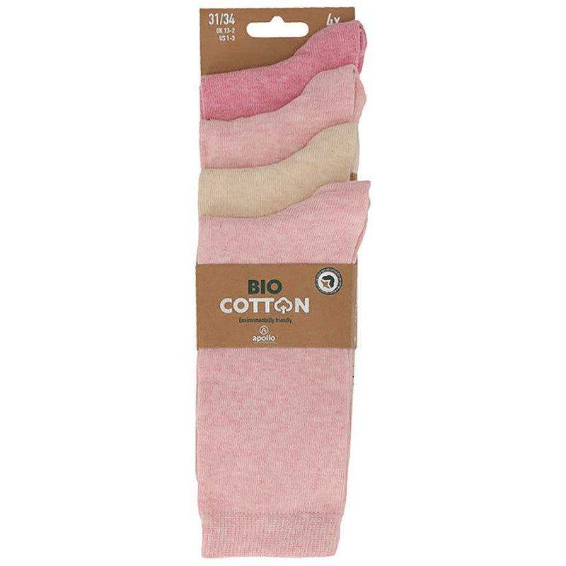 Basic-Kindersocken – Bio-Baumwolle – Rosa – 4er-Pack